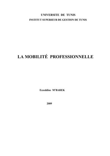 LA MOBILITE  PROFESSIONNELLE Ezzeddine MBAREK