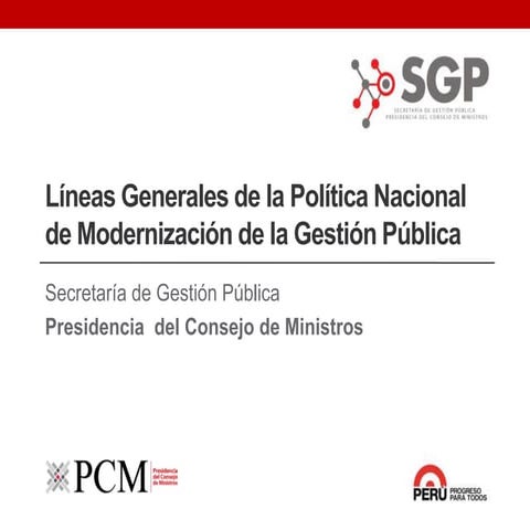 La modernización de la gestión pública: Pilares de la política nacional - Sar...