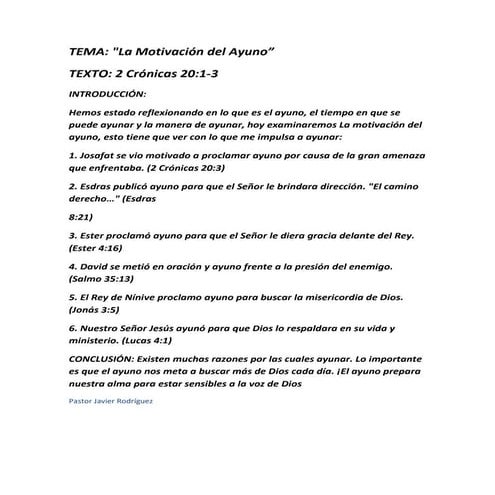 La motivacion del ayuno