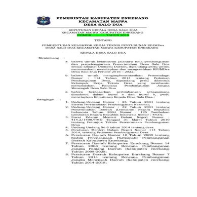 SK Tim Penyusun RPJMDes