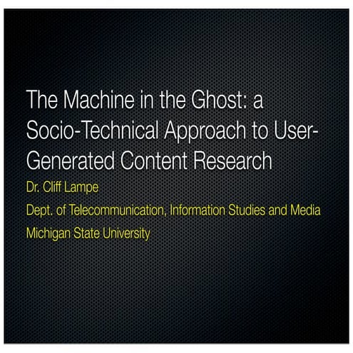 The machine in the ghost: a socio-technical perspective...