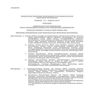 Permendikbud no 111 tahun 2014 tent...