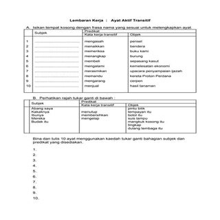 Ayat Aktif Transitif (Latihan)
