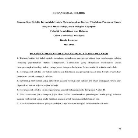 Lampiran a dan b(borang maklumat pelajar dan soal selidik) thesis