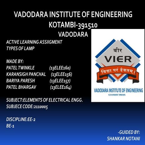Different Types of Lamps and Luminaries | PDF