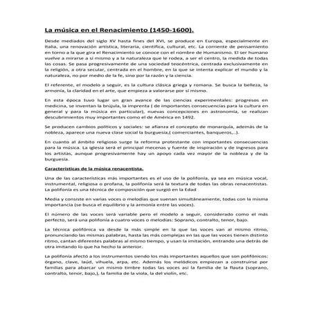 La música en el renacimiento