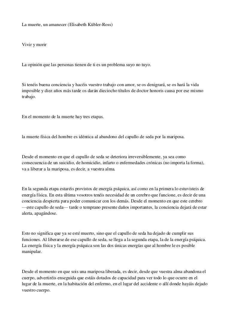 La Muerte Un Amanecer Elisabeth Kubler Ross