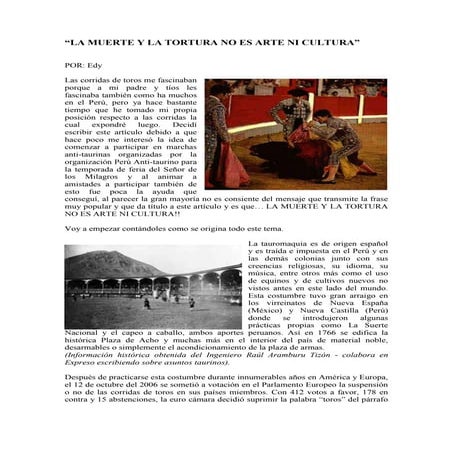 La muerte y la tortura no es arte ni cultura