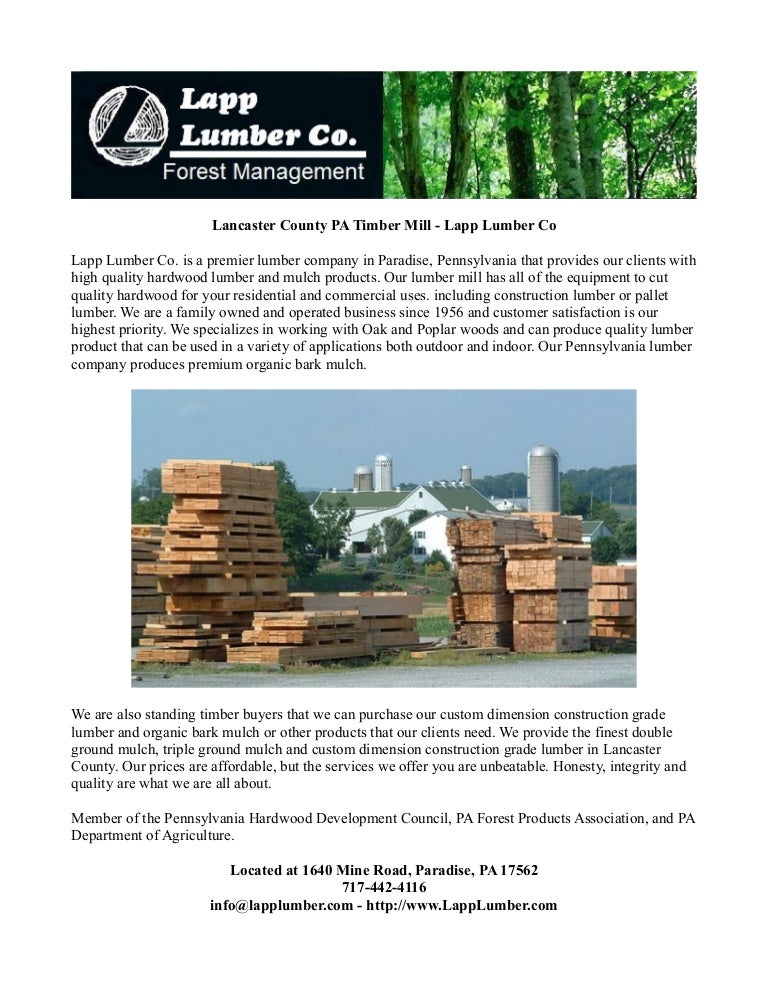 Lancaster county pa timber mill lapp lumber co