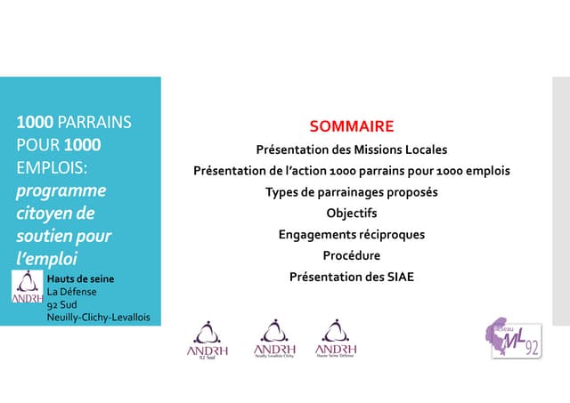 Lancement du 13 octobre 2016 opération 1000 marraines-parrains pour 1000 emplois