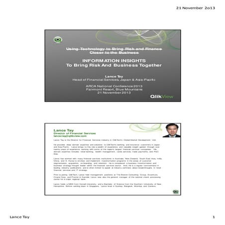 Qlikview in Banking Business Intelligence - Interactive Risk Information Disc...