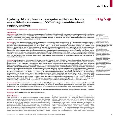 Lancet hcd study may 22 2020