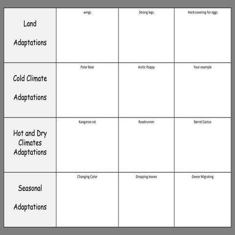 Land and climate adaptations