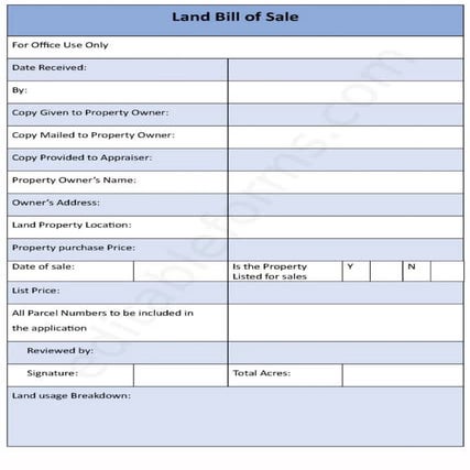 Free Printable Bill Of Sale For Land