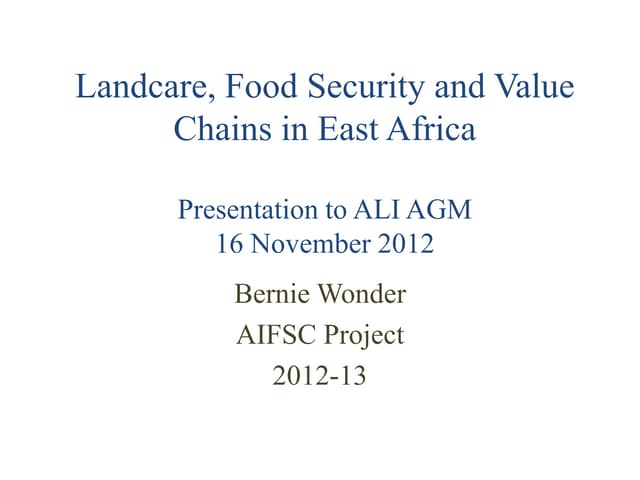 Landcare food security and value chains in East Africa