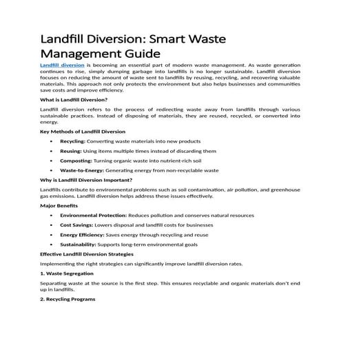 Landfill Diversion: Smart Waste Management Guide | DOCX