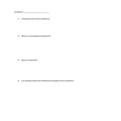Landform worksheet