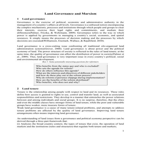 Land governance and marxism