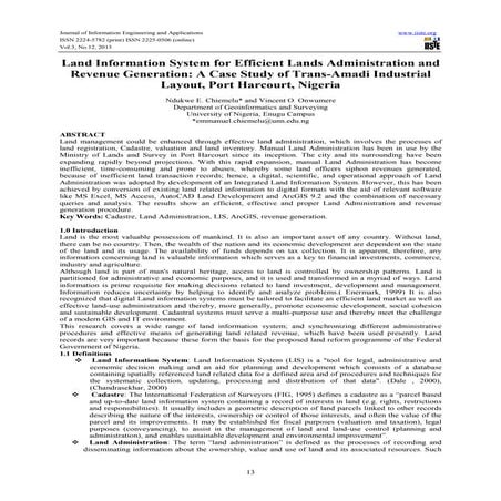 Land information system for efficient lands administration and revenue genera...