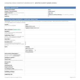 Landing Page Content Worksheet