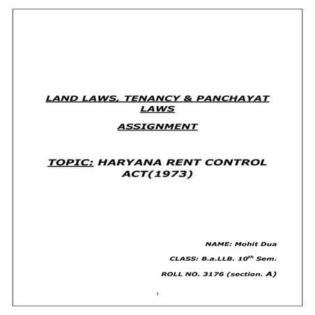 Haryana Rent Control Act, 1973