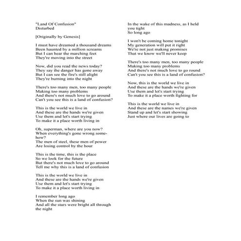 Land of Confusion lyrics
