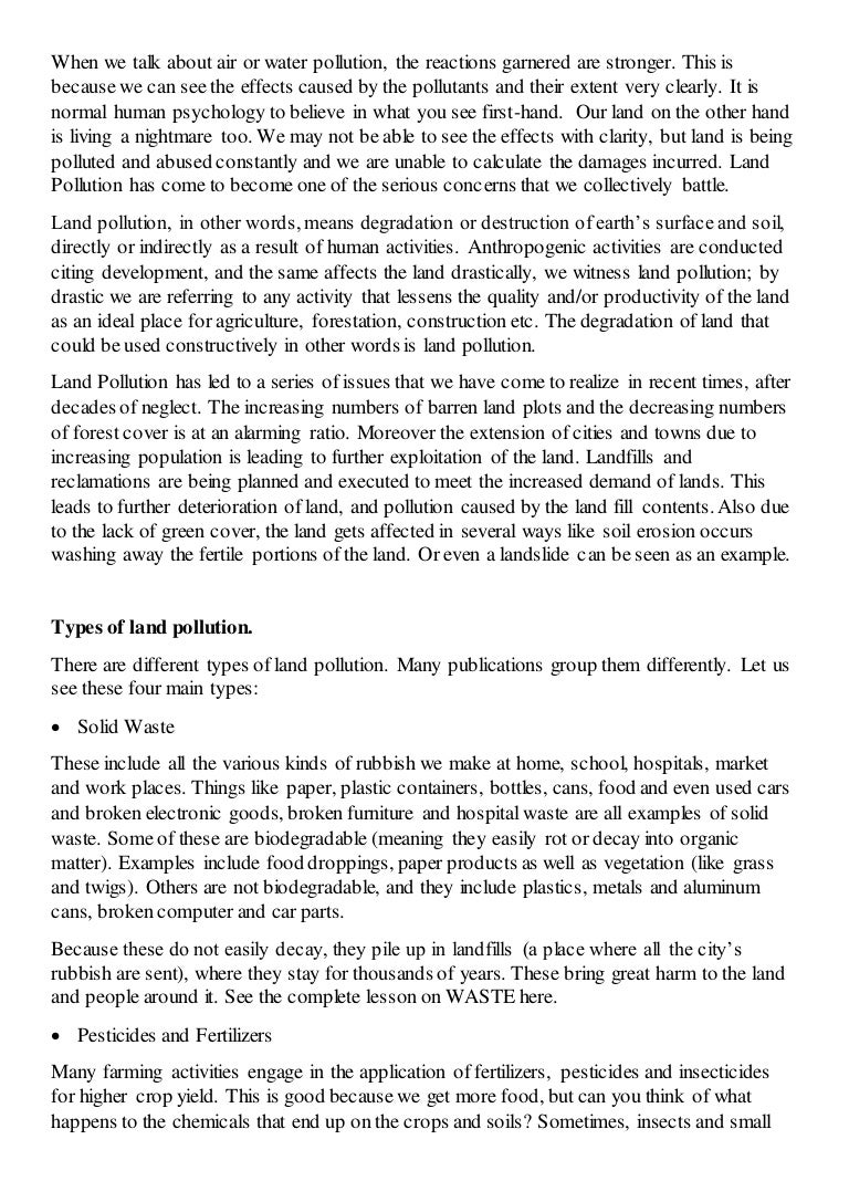 land pollution essay