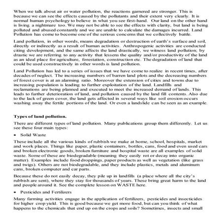 Report on Land pollution