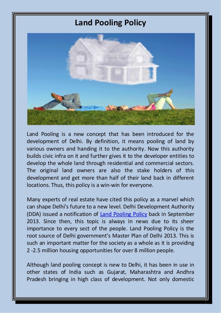 Land pooling policy