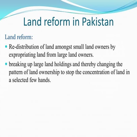 Land reform in pakistan