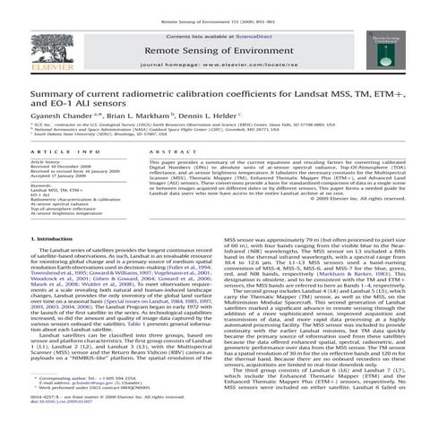 Landsat calibration summary_rse