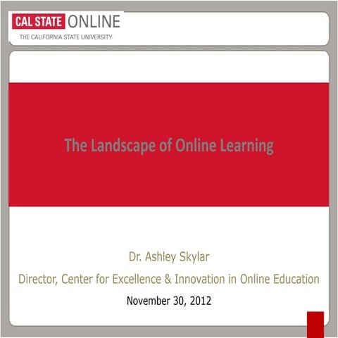 Landscape of Online Learning- Presentation for Southwestern CC 2012