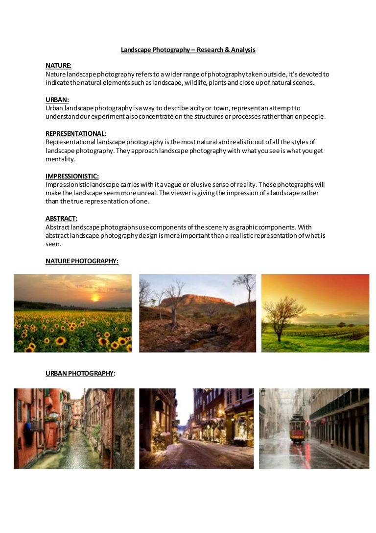Landscape photography Research & Analysis