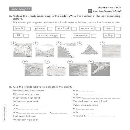 Landscapes worksheet 6.3