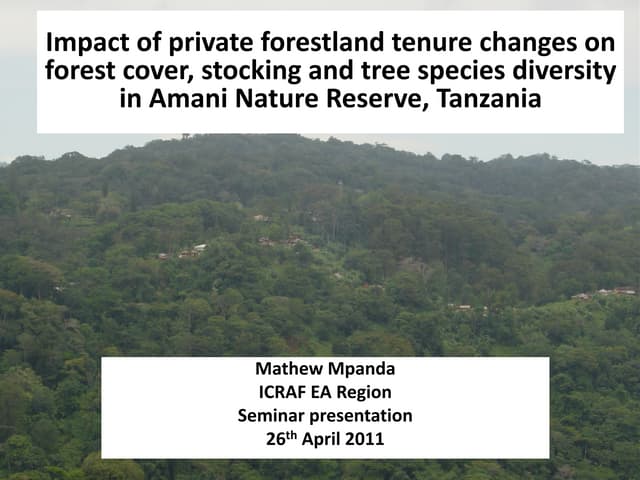 Impact of private forestland tenure changes in forest cover, stocking ...