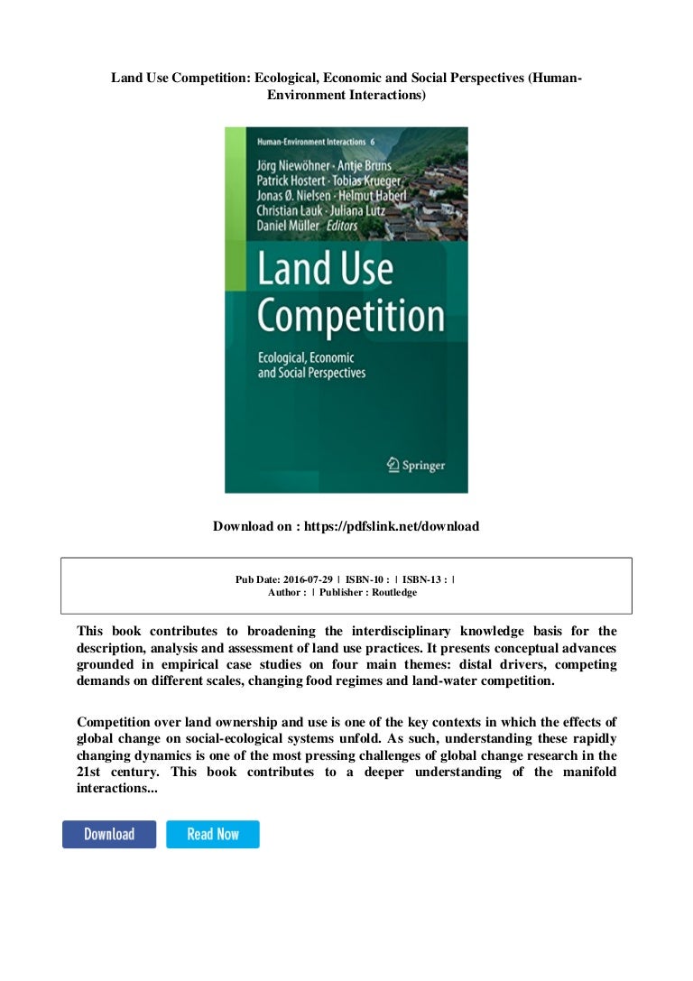 Land use competition ecological, economic and social perspectives (h…