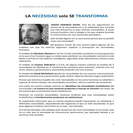 Las necesidades huamanas y el Marketing