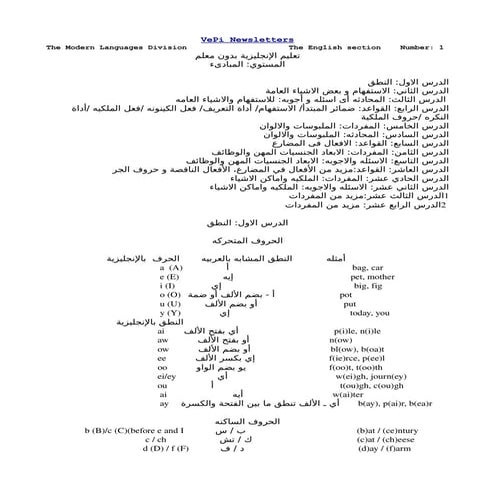 تعليم الإنجليزية بدون معلم المستوي: المبادىء