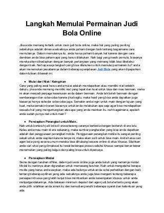 Langkah memulai permainan judi bola online