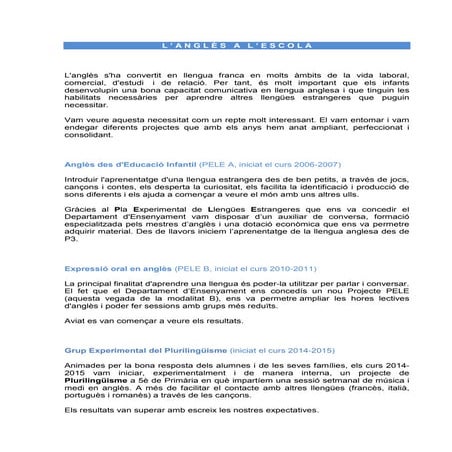 L'anglès a l'escola