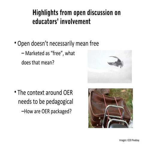 Highlights from open discussion on educators’ involvement