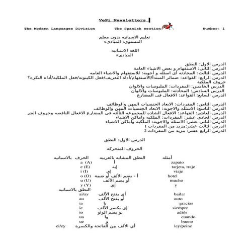 تعليم الاسيانيه بدون معلم المستوي: المبادىء  