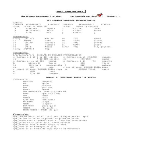 Learning spanish language