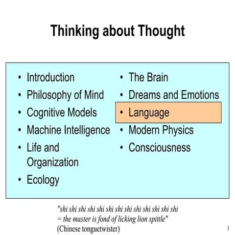 Language - Part 8 of Piero Scaruffi's class "Thinking about Thought" at UC Be...