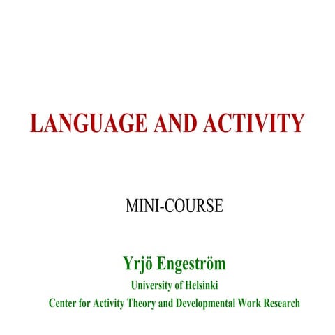 Language And Activity