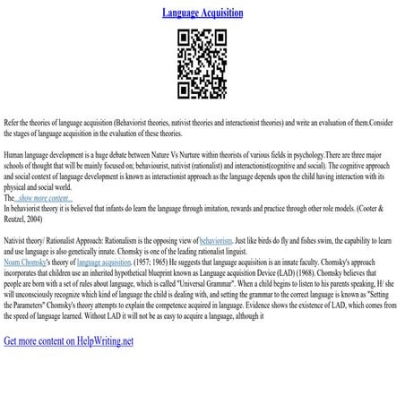 Language Acquisition