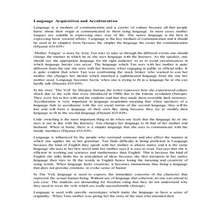 Language acquisition and acculturation