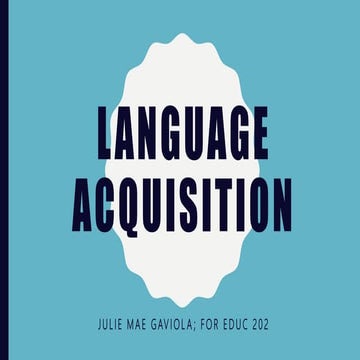 The Theories of Language Acquisition