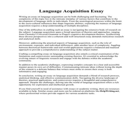 Language Acquisition Essay