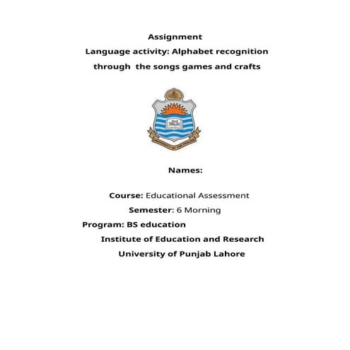 Language Activities. Alphabet recognizes through songs, music and games